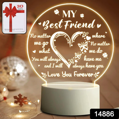 3D Illusion LED Night Lamp with Heart and Best Friend Design