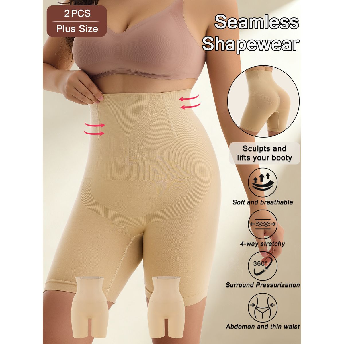 4-in-1 Shaper - Quick Slim Shape Wear Tummy, Back, Thighs.